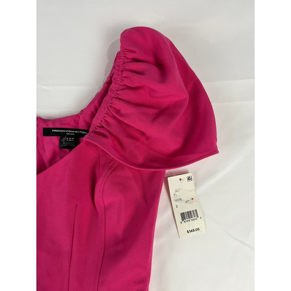 French Connection‎ Pink Puff Sleeve Sweetheart Neckline Sheath Dress Size 2